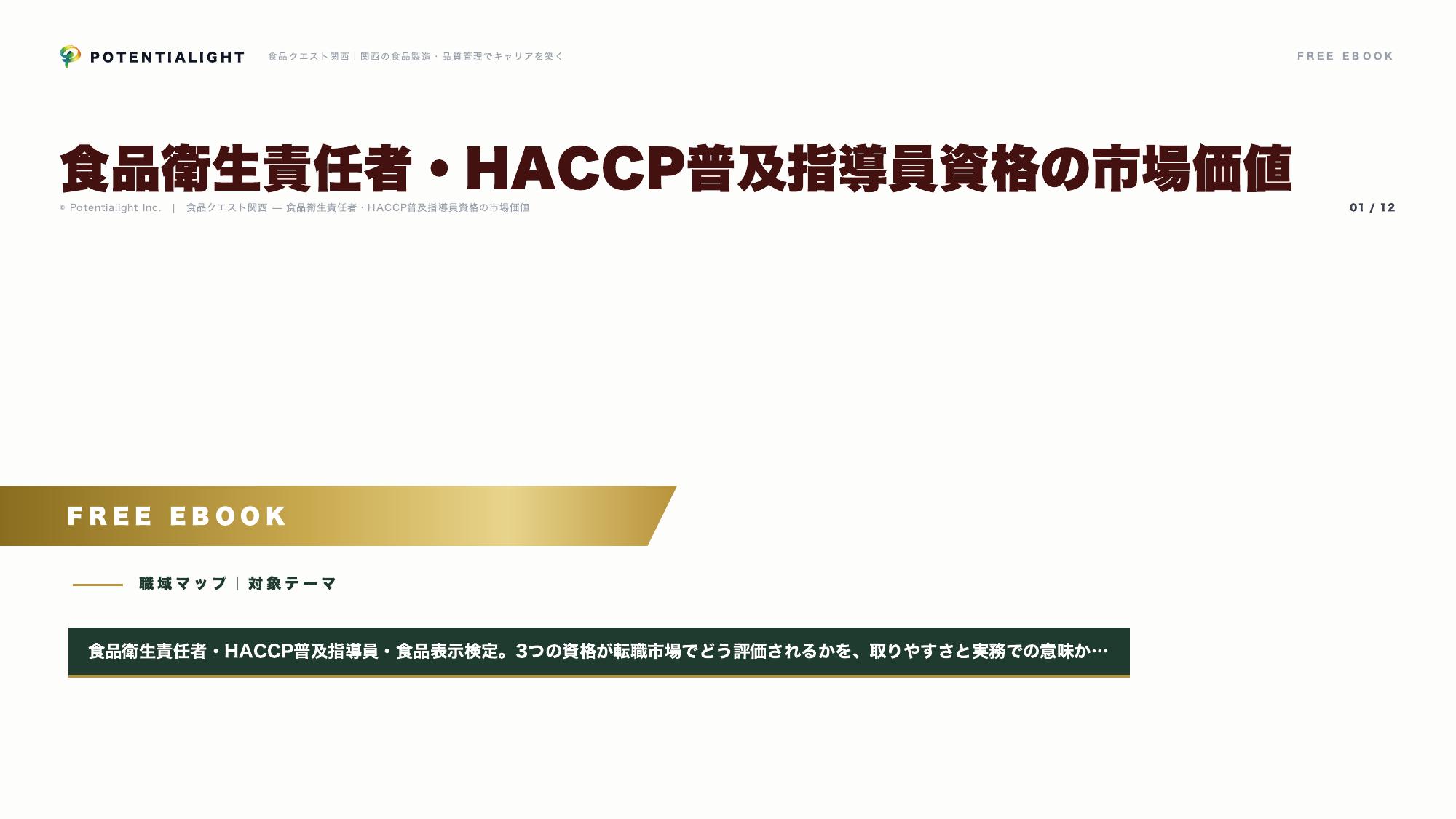 食品衛生責任者・HACCP普及指導員資格の市場価値 eBook表紙